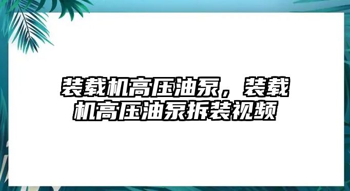 裝載機(jī)高壓油泵，裝載機(jī)高壓油泵拆裝視頻