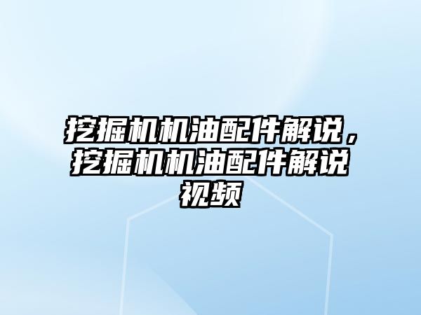 挖掘機機油配件解說，挖掘機機油配件解說視頻