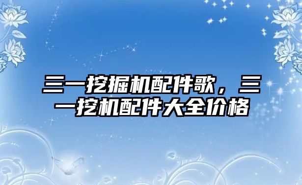 三一挖掘機配件歌，三一挖機配件大全價格