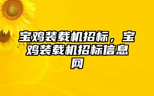 寶雞裝載機招標，寶雞裝載機招標信息網(wǎng)