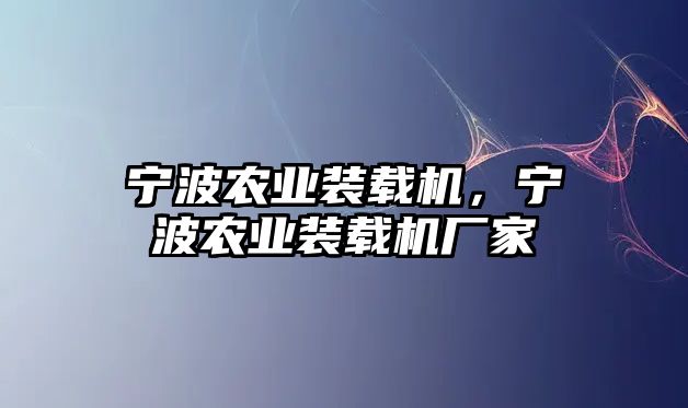 寧波農(nóng)業(yè)裝載機，寧波農(nóng)業(yè)裝載機廠家