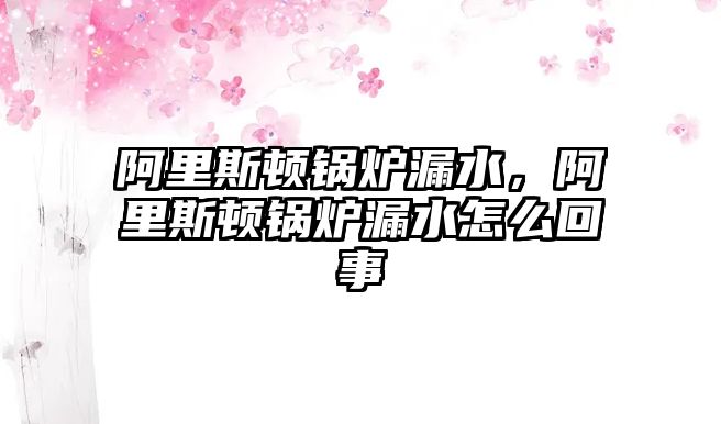 阿里斯頓鍋爐漏水，阿里斯頓鍋爐漏水怎么回事