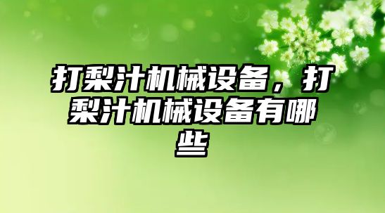 打梨汁機械設備，打梨汁機械設備有哪些