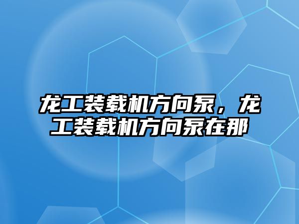 龍工裝載機方向泵，龍工裝載機方向泵在那