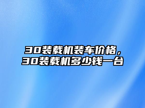 30裝載機裝車價格，30裝載機多少錢一臺