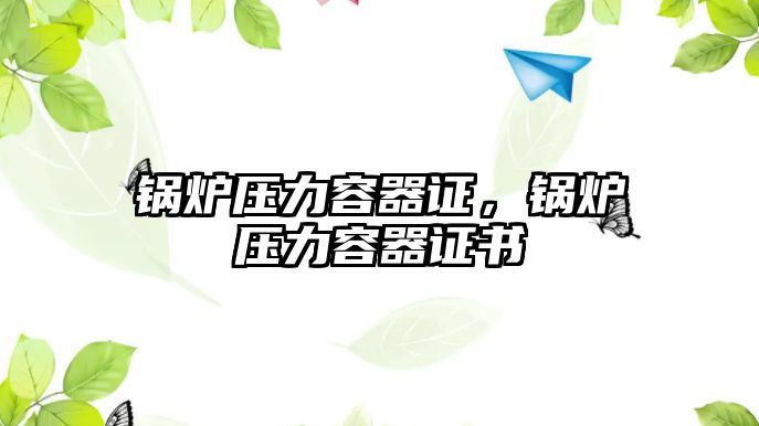 鍋爐壓力容器證，鍋爐壓力容器證書