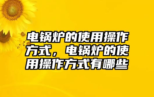 電鍋爐的使用操作方式，電鍋爐的使用操作方式有哪些