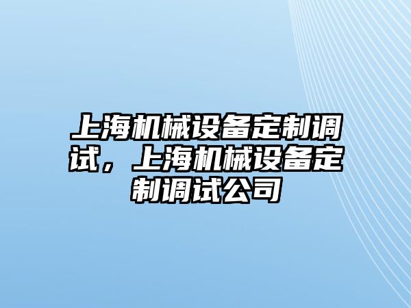 上海機(jī)械設(shè)備定制調(diào)試，上海機(jī)械設(shè)備定制調(diào)試公司