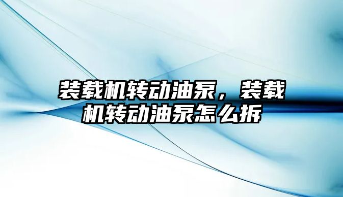 裝載機轉(zhuǎn)動油泵，裝載機轉(zhuǎn)動油泵怎么拆