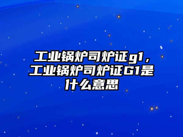 工業(yè)鍋爐司爐證g1，工業(yè)鍋爐司爐證G1是什么意思