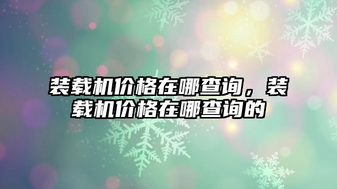 裝載機(jī)價(jià)格在哪查詢，裝載機(jī)價(jià)格在哪查詢的