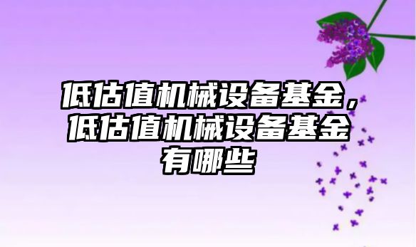 低估值機械設備基金，低估值機械設備基金有哪些