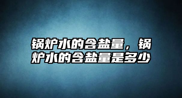 鍋爐水的含鹽量，鍋爐水的含鹽量是多少