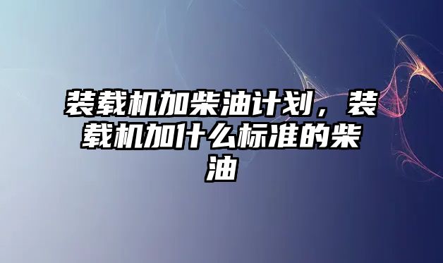 裝載機(jī)加柴油計(jì)劃，裝載機(jī)加什么標(biāo)準(zhǔn)的柴油