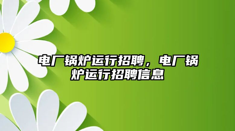 電廠鍋爐運(yùn)行招聘，電廠鍋爐運(yùn)行招聘信息