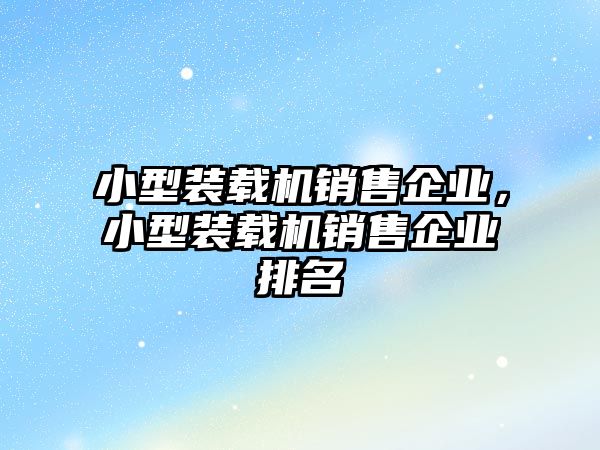 小型裝載機銷售企業(yè)，小型裝載機銷售企業(yè)排名