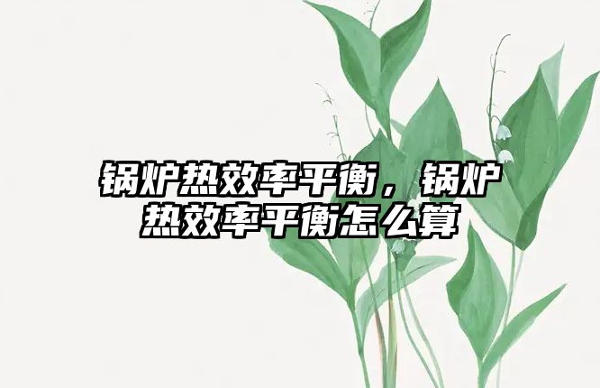 鍋爐熱效率平衡，鍋爐熱效率平衡怎么算