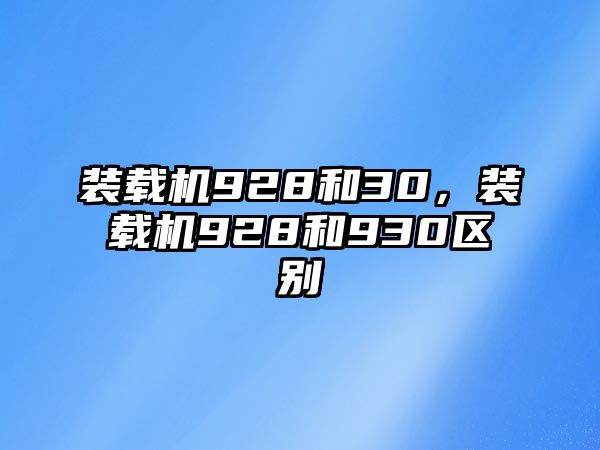 裝載機(jī)928和30，裝載機(jī)928和930區(qū)別