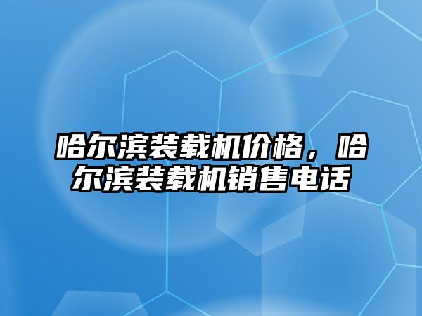 哈爾濱裝載機價格，哈爾濱裝載機銷售電話