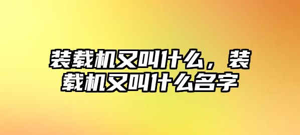 裝載機(jī)又叫什么，裝載機(jī)又叫什么名字