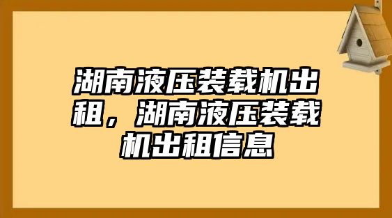 湖南液壓裝載機出租，湖南液壓裝載機出租信息