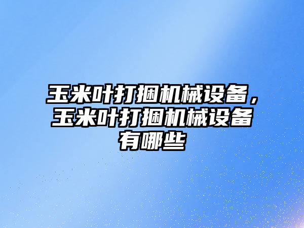 玉米葉打捆機械設備，玉米葉打捆機械設備有哪些