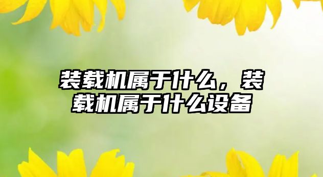 裝載機屬于什么，裝載機屬于什么設(shè)備