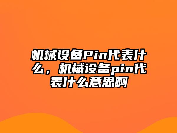 機(jī)械設(shè)備Pin代表什么，機(jī)械設(shè)備pin代表什么意思啊