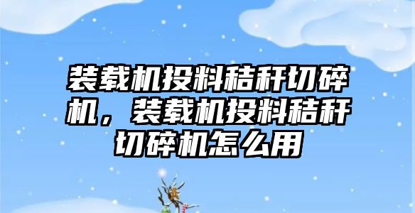 裝載機(jī)投料秸稈切碎機(jī)，裝載機(jī)投料秸稈切碎機(jī)怎么用