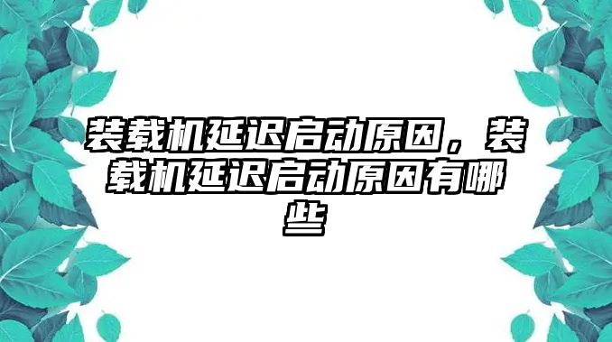 裝載機(jī)延遲啟動(dòng)原因，裝載機(jī)延遲啟動(dòng)原因有哪些