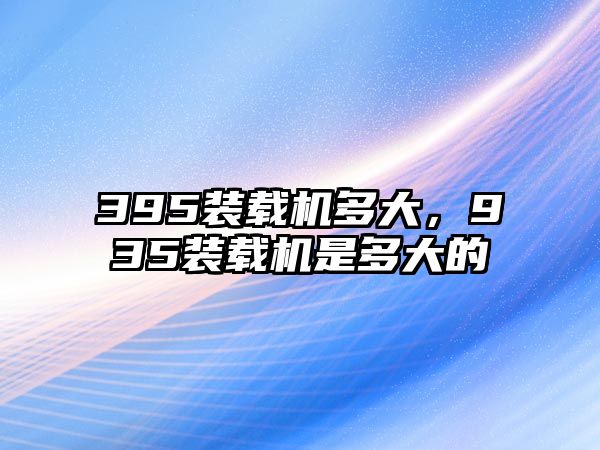 395裝載機(jī)多大，935裝載機(jī)是多大的