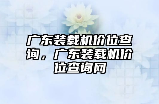 廣東裝載機(jī)價(jià)位查詢，廣東裝載機(jī)價(jià)位查詢網(wǎng)