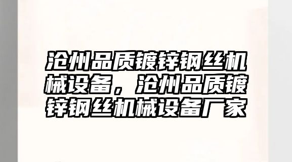 滄州品質(zhì)鍍鋅鋼絲機械設備，滄州品質(zhì)鍍鋅鋼絲機械設備廠家