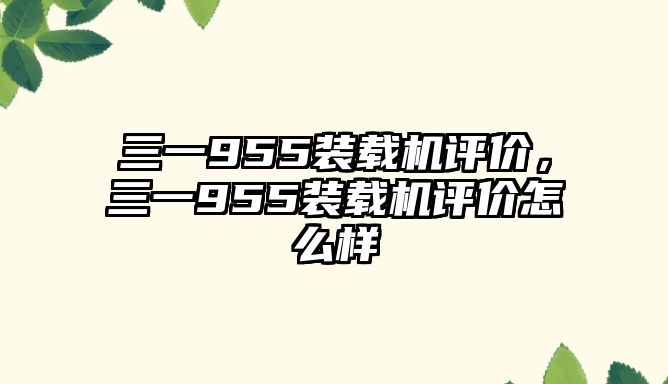 三一955裝載機(jī)評(píng)價(jià)，三一955裝載機(jī)評(píng)價(jià)怎么樣