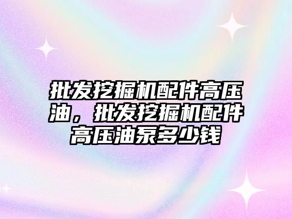 批發(fā)挖掘機配件高壓油，批發(fā)挖掘機配件高壓油泵多少錢