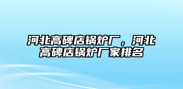 河北高碑店鍋爐廠，河北高碑店鍋爐廠家排名