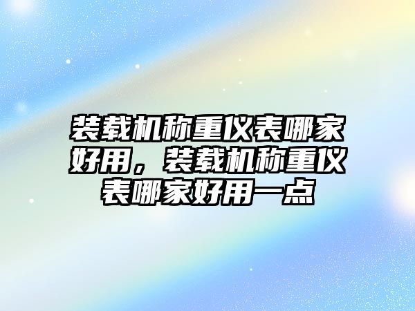 裝載機(jī)稱重儀表哪家好用，裝載機(jī)稱重儀表哪家好用一點(diǎn)