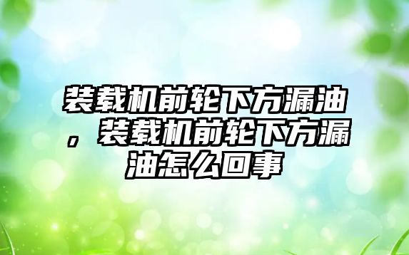 裝載機(jī)前輪下方漏油，裝載機(jī)前輪下方漏油怎么回事