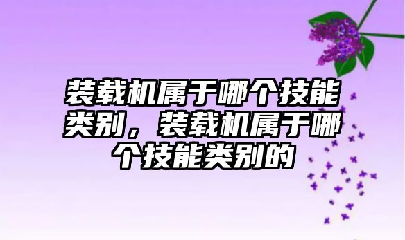 裝載機(jī)屬于哪個(gè)技能類(lèi)別，裝載機(jī)屬于哪個(gè)技能類(lèi)別的