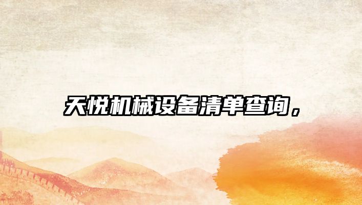 天悅機械設(shè)備清單查詢，