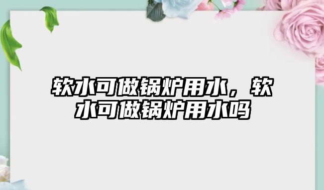 軟水可做鍋爐用水，軟水可做鍋爐用水嗎