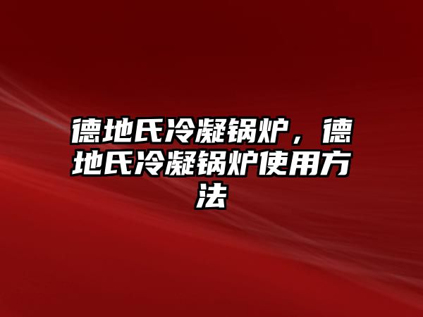 德地氏冷凝鍋爐，德地氏冷凝鍋爐使用方法