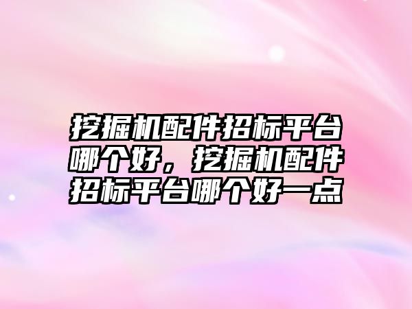 挖掘機配件招標(biāo)平臺哪個好，挖掘機配件招標(biāo)平臺哪個好一點