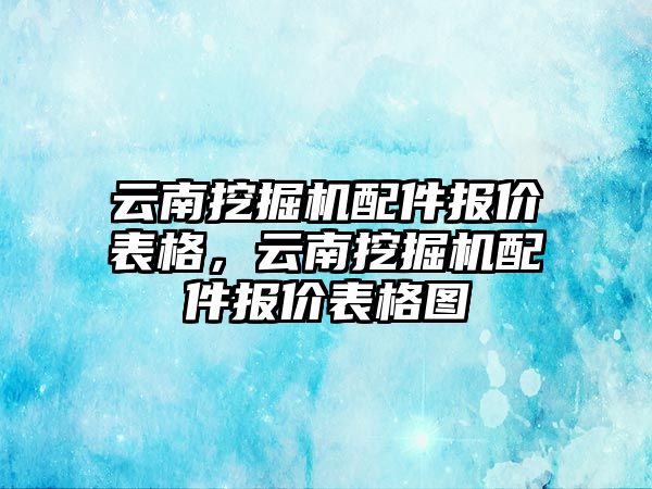 云南挖掘機配件報價表格，云南挖掘機配件報價表格圖