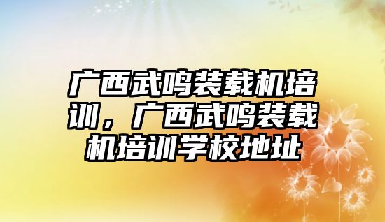 廣西武鳴裝載機(jī)培訓(xùn)，廣西武鳴裝載機(jī)培訓(xùn)學(xué)校地址