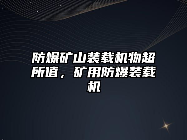 防爆礦山裝載機物超所值，礦用防爆裝載機