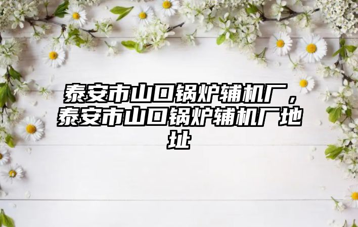 泰安市山口鍋爐輔機(jī)廠，泰安市山口鍋爐輔機(jī)廠地址