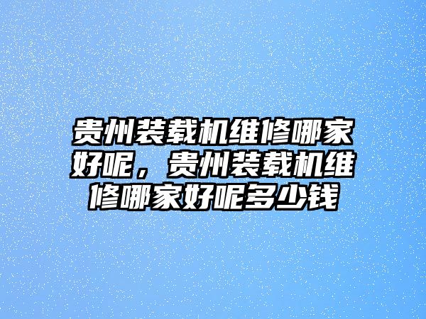 貴州裝載機維修哪家好呢，貴州裝載機維修哪家好呢多少錢