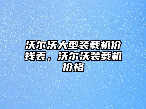 沃爾沃大型裝載機價錢表，沃爾沃裝載機價格