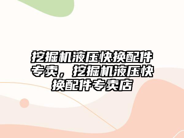 挖掘機液壓快換配件專賣，挖掘機液壓快換配件專賣店